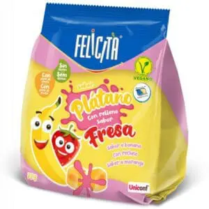 FELICITA® Soft Candies Banana filled Strawberry 72g FELICITA® Soft Candies Banana filled Strawberry 72g
