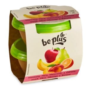 BEPLUS Tarritos de Manzana, Pera, Melocotón y Plátano 2x130g