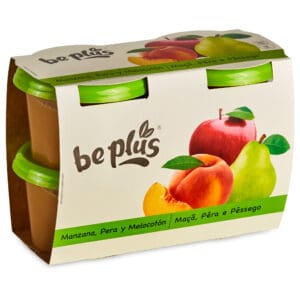 BEPLUS Tarritos de Manzana, Pera y Melocotón 4x 200g
