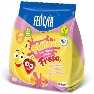 FELICITA® Soft Candies Banana filled Strawberry 72g